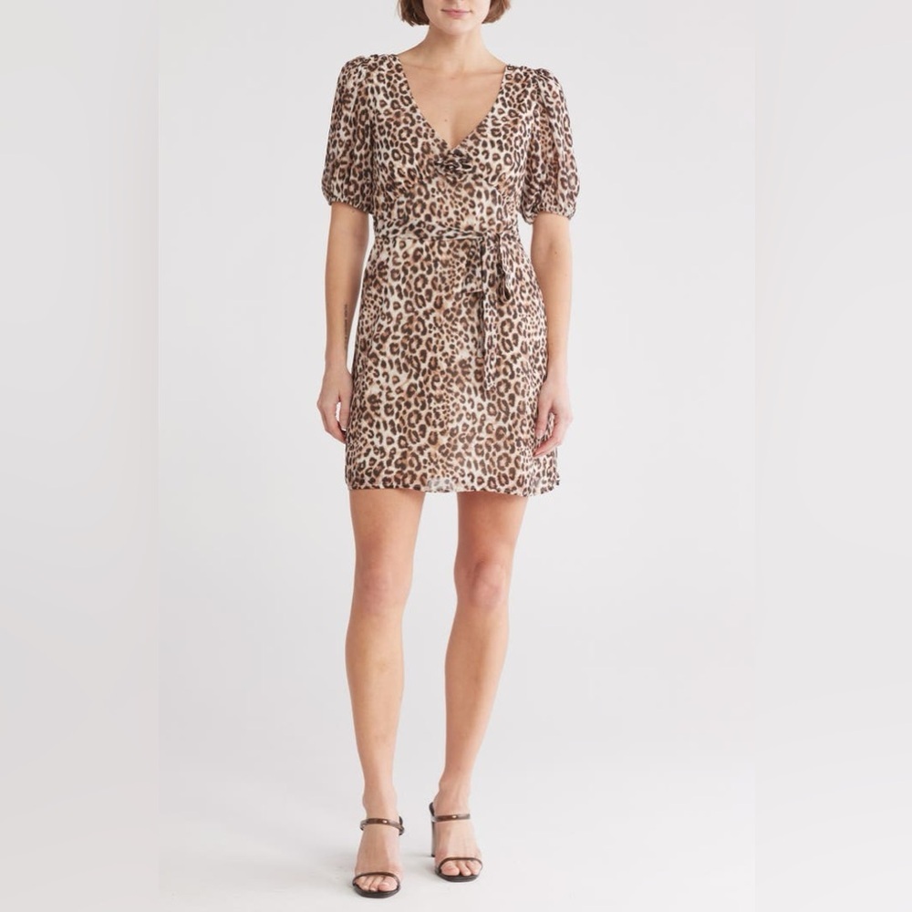 Wayf Leopard Print Mini‎ Dress - Size M - Brown - NWT